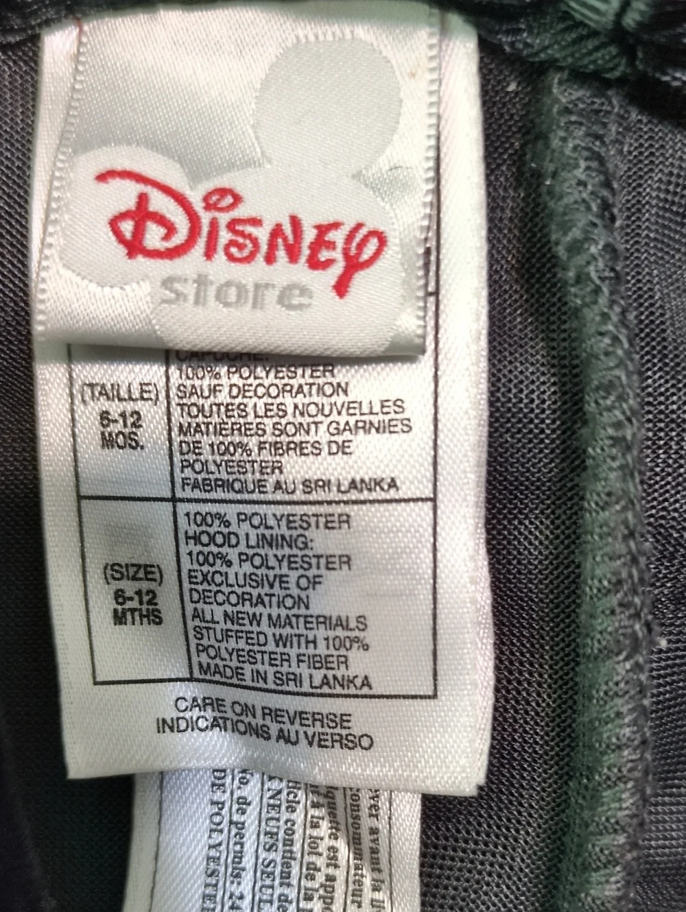 Disney Store Mickey Mouse Infant Costume Baby 6-12M Hooded Romper